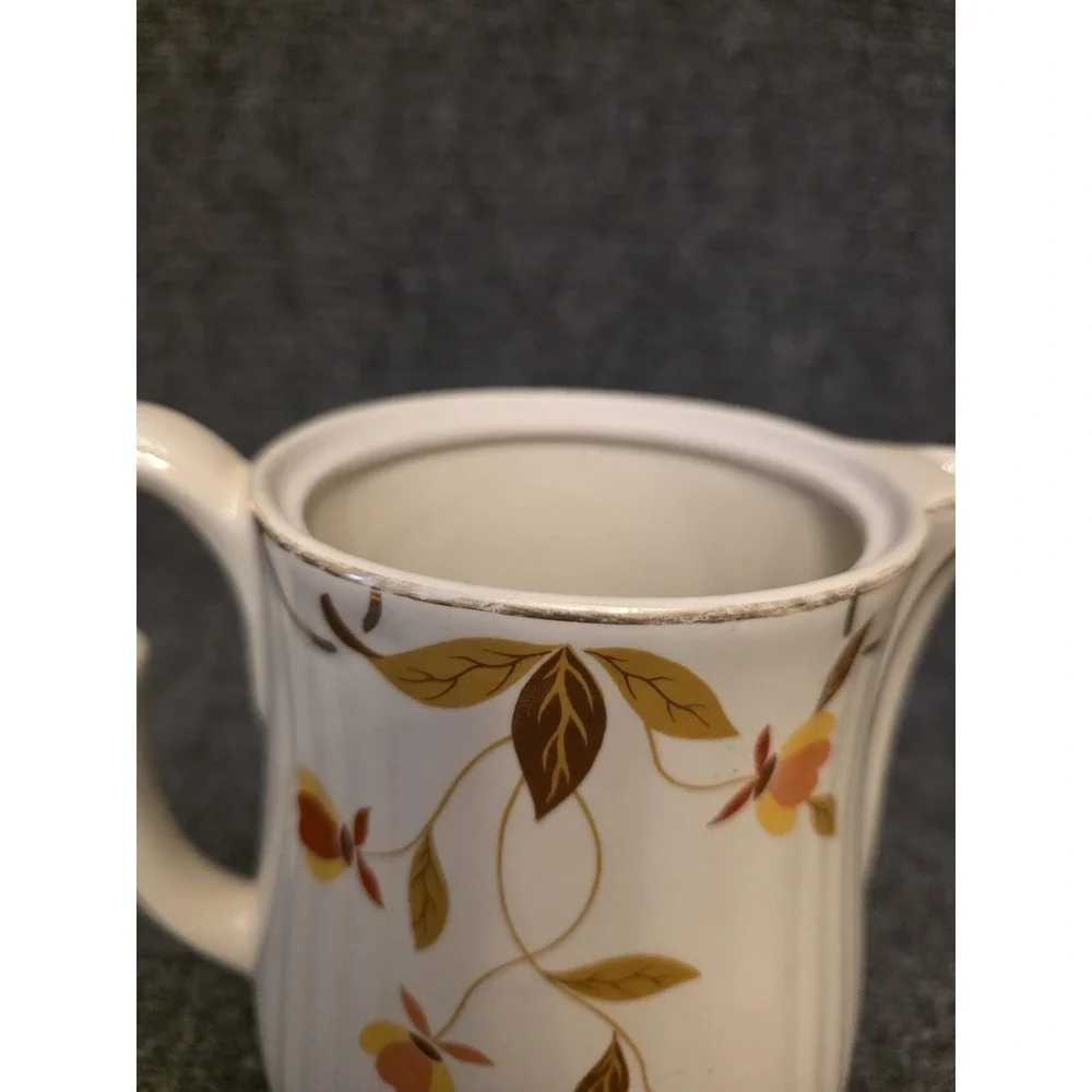 Hall's Superior Floral‎ Pitcher White Ceramic Kitchenware Autumn Leaves Decor